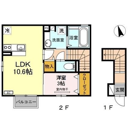 宇都宮駅 バス17分  越戸下車：停歩4分 2階の物件間取画像